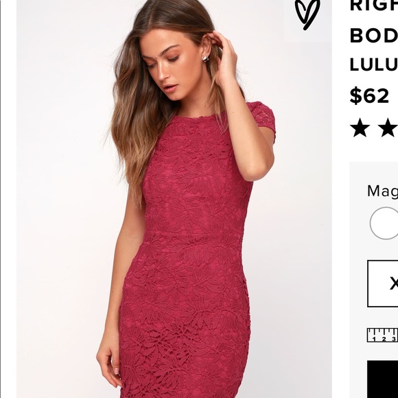 Lulus Dresses & Skirts - Magenta Lace Bodycon Dress